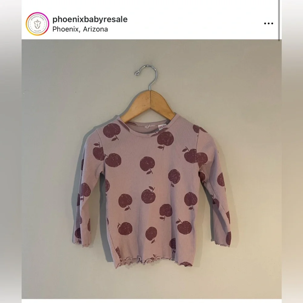 $13 ADD ON ZARA Kids | Pink | Apples Ribbed Top Set 2-3Y Tee Lettuce Edged Girls